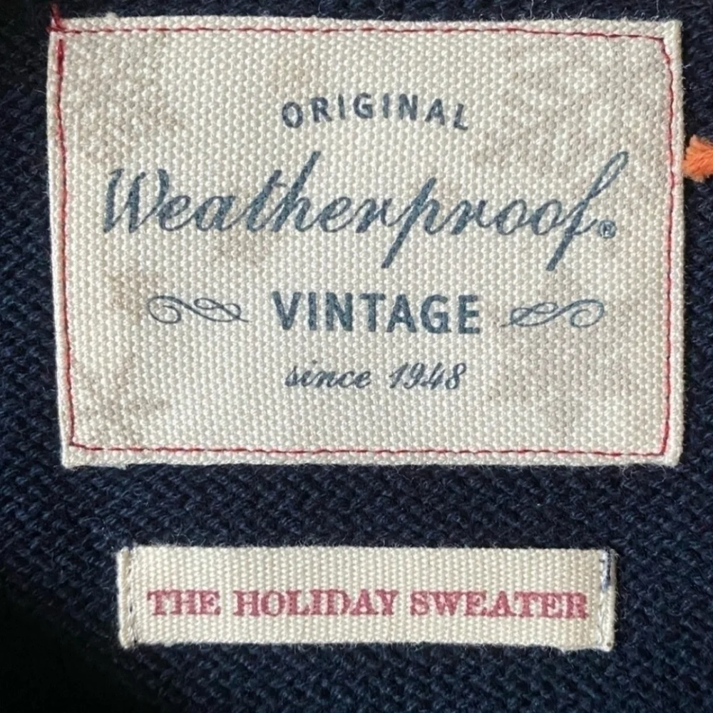 NWT Weatherproof The Holiday Sweater Navy Blue White 100% Cotton Size M